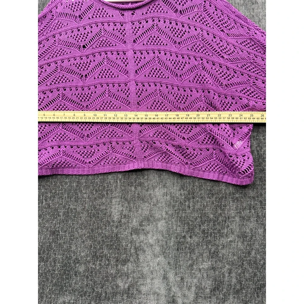 Allen B by Allen Schwartz Sweater Womens XL Pink Crochet Chunky Knit Scoop‎ Neck